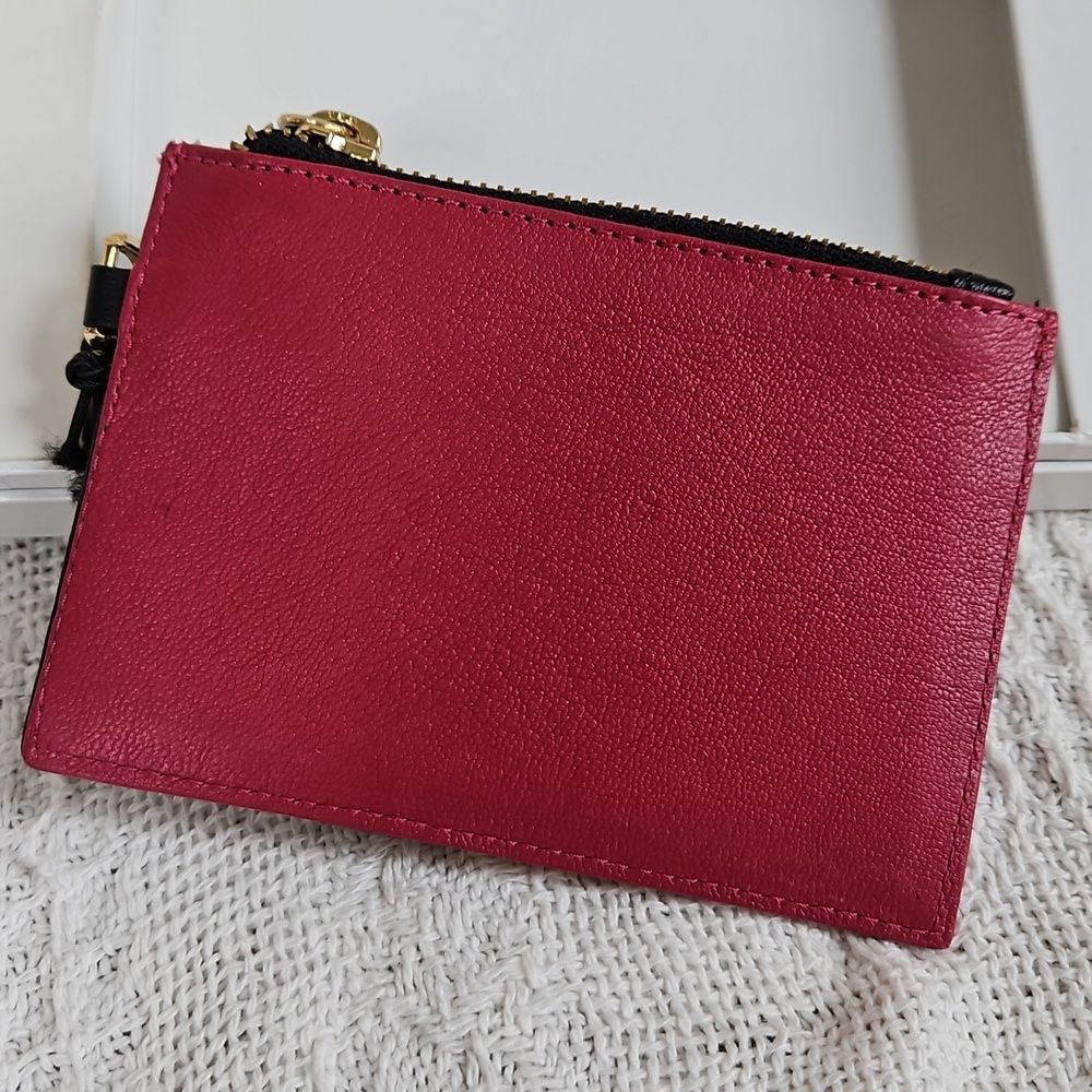 Thacker Amber Leather Wristlet Wallet Raspberry Color - Picture 6 of 8